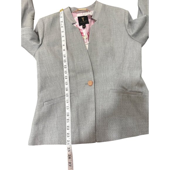 Ted Baker Womens Blazer Textured One-Button Tailored Jacket Gray US Size 10 NEW - Picture 6 of 7
